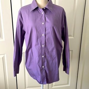Talbots Woman Heather Purple Button Down Cotton NWOT